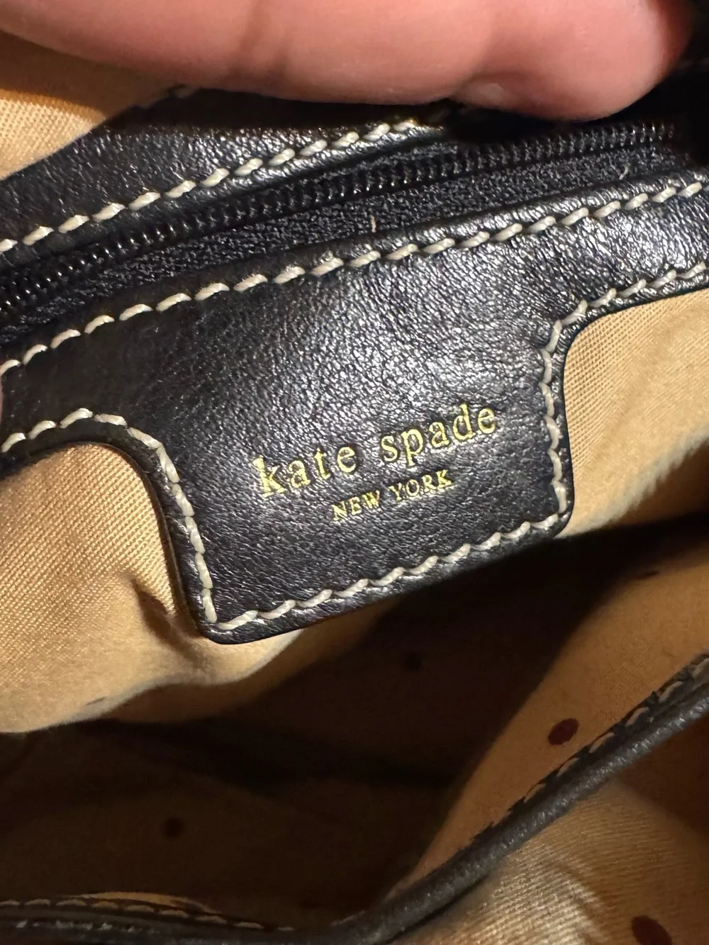 Kate Spade Vintage Black and Cream Striped Hobo Shoulder Bag